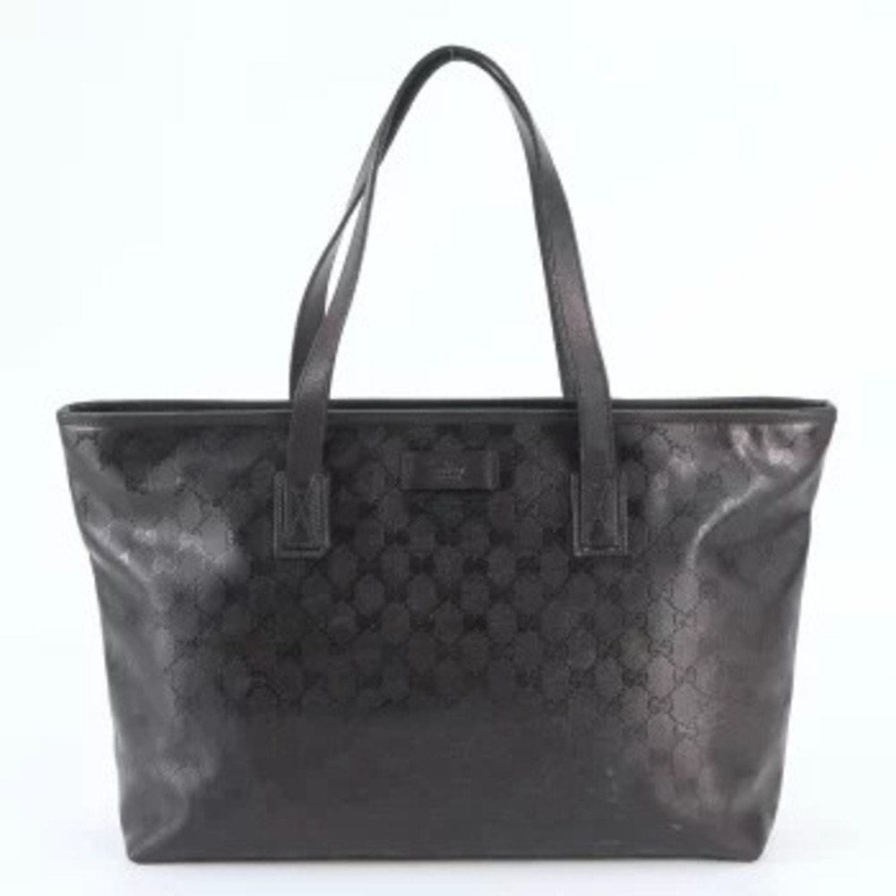 Gucci GG Imprime Leather 2Way Shoulder Tote Bag Brown